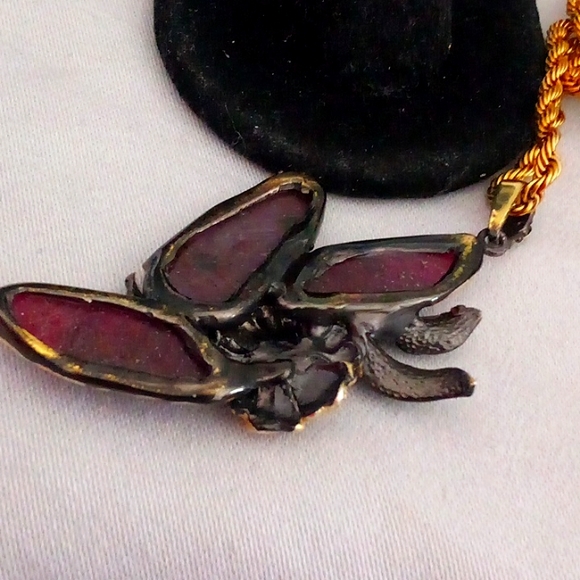 Big vintage custom made natural ruby cocktail pendant 💋 - Picture 5 of 7